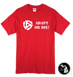 Red Adapt Or Die Vinyl Record LP T-Shirt