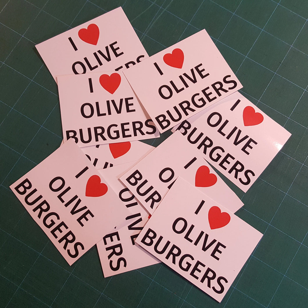 I LOVE <3 OLIVER BURGERS Vinyl Sticker