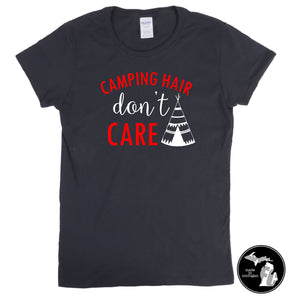 Camping Hair Don't Care T-Shirt Black