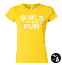 Load image into Gallery viewer, Girls Just Wanna Have Fun Yellow Shirt