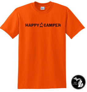 Happy Camper T-Shirt - Michigan - Outdoors - Tent - Summer - Camping - Fire