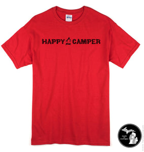 Happy Camper T-Shirt - Michigan - Outdoors - Tent - Summer - Camping - Fire