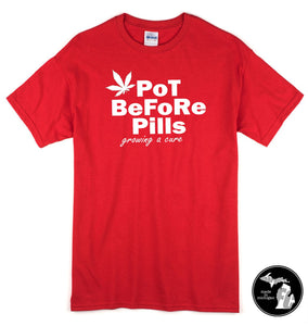 Pot Before Pills T-Shirt Red