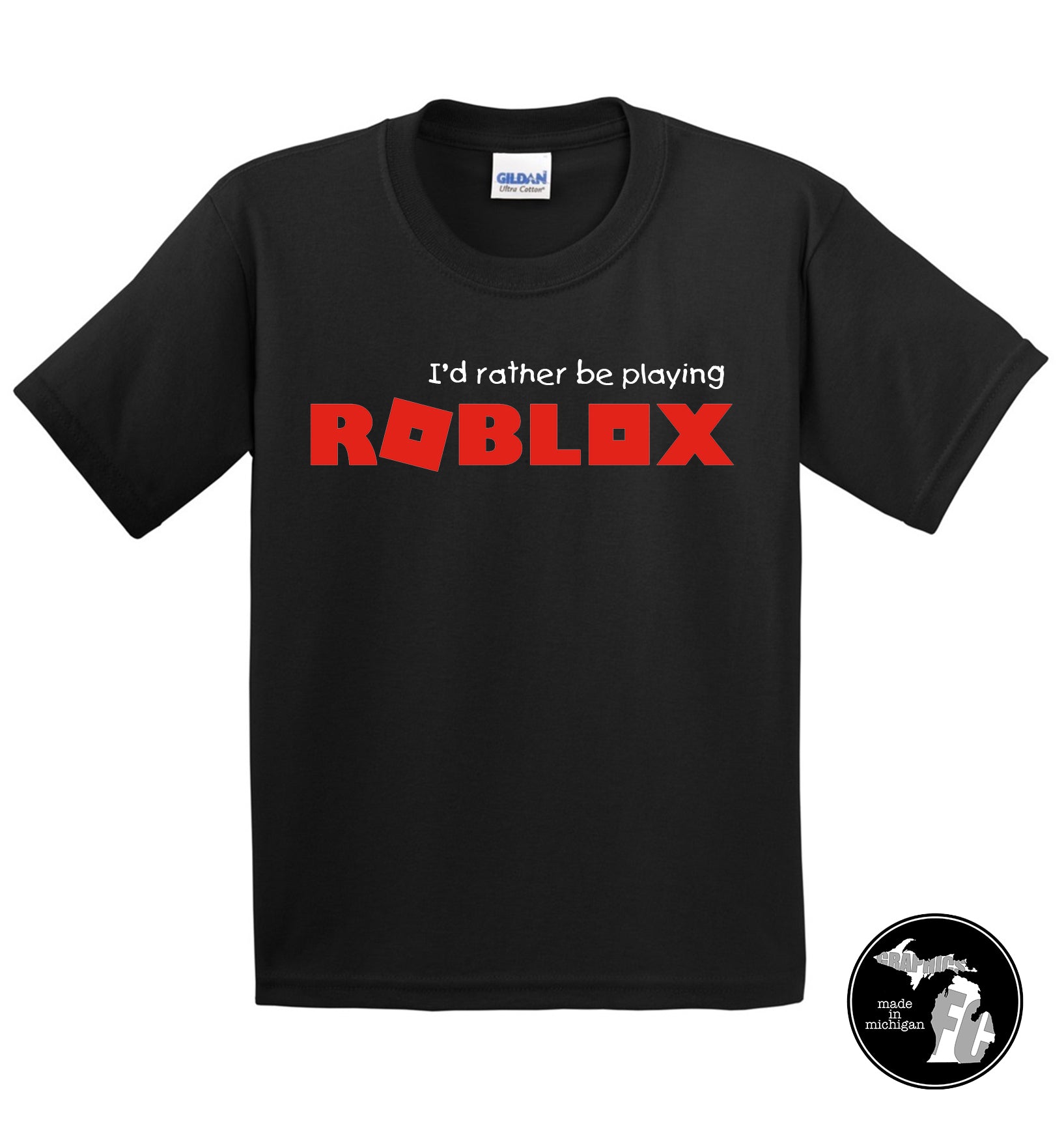 Roblox I'd Rather Be Playing Roblox T-shirt Funny 