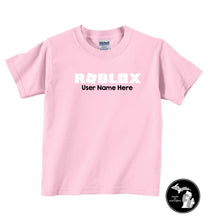 Load image into Gallery viewer, Roblox T-Shirt with Personal User Name Kids Shirt - Child &amp; Adult -
