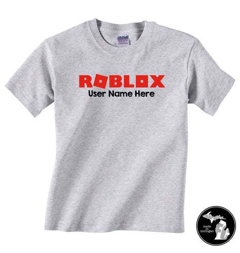 Roblox T-Shirt with Personal User Name Kids Shirt - Child & Adult -
