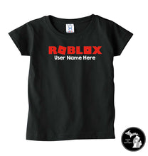 Load image into Gallery viewer, Roblox T-Shirt with Personal User Name Kids Shirt - Child &amp; Adult -