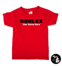 Load image into Gallery viewer, Roblox T-Shirt with Personal User Name Kids Shirt - Child &amp; Adult -